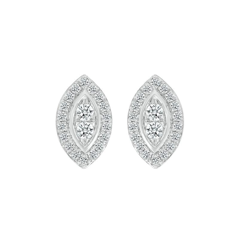 Marquise-Shaped Multi-Diamond Stud Earrings in 10K White Gold &#40;1/2 ct. tw.&#41; – Image 2 of 3