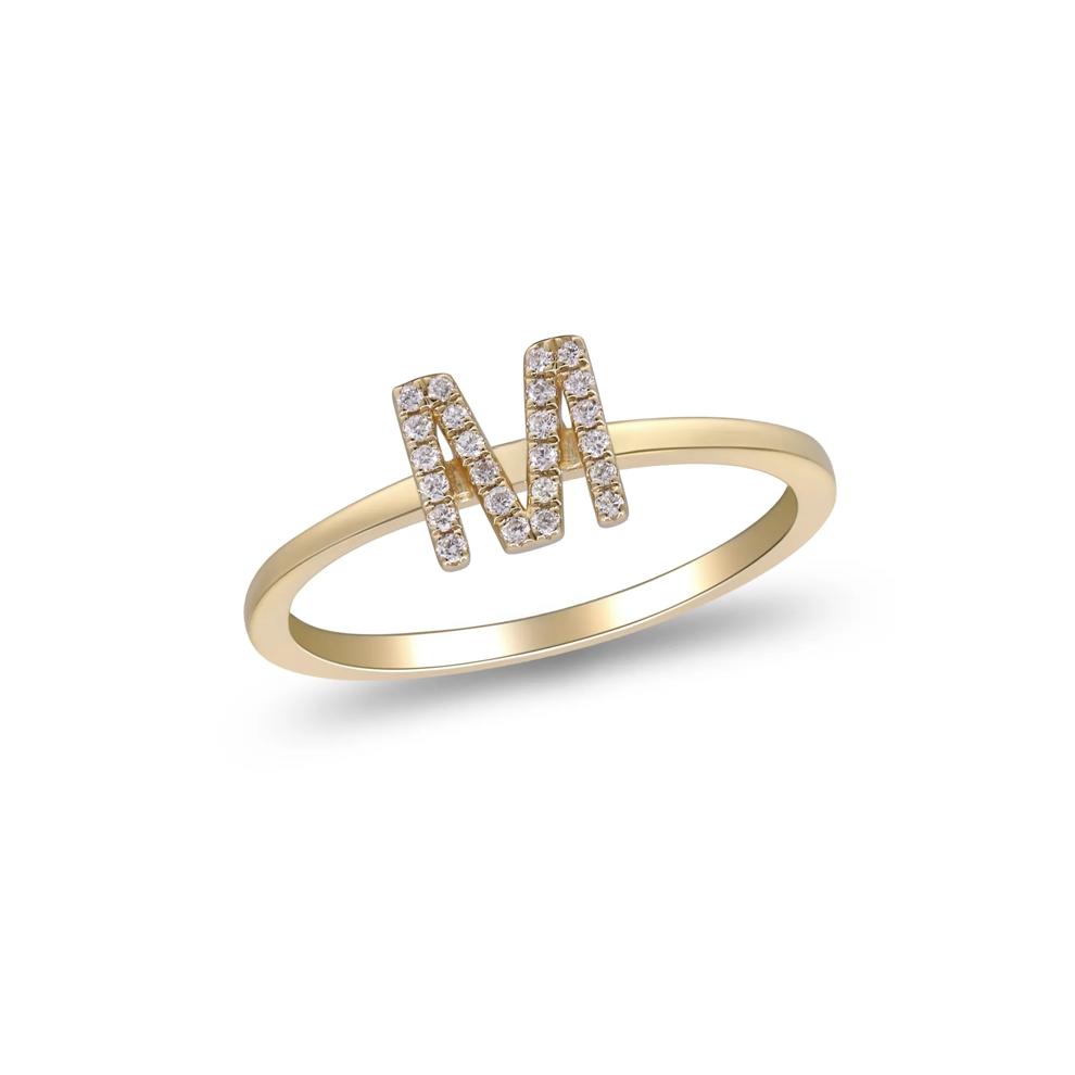 Diamond Accent "M" Initial Ring in 10K Yellow Gold – Image 4 of 5
