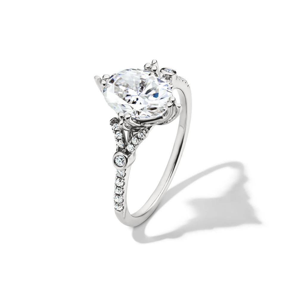 Lab-Created Moissanite Oval Ornate Ring in 10K White Gold (1 2/3 ct. dew) – Image 4 of 4
