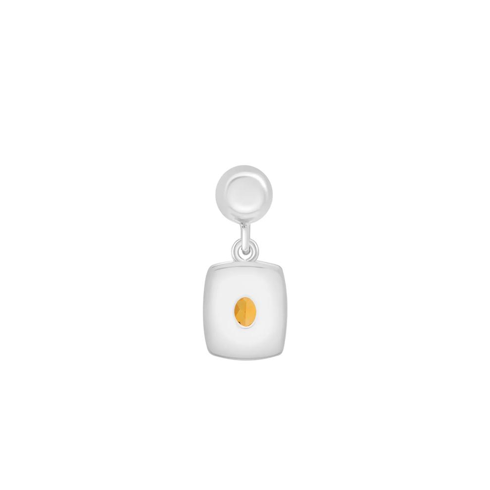 Citrine Medallion Birthstone Bead Charm in Sterling Silver – Image 3 of 3