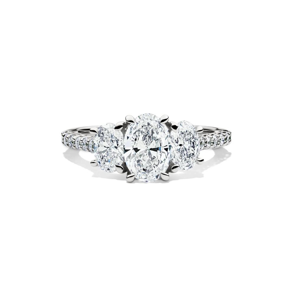 Lab Grown Diamond Three Stone Oval Engagement Ring in 14K White Gold (2 ct. tw.) – Image 1 of 4