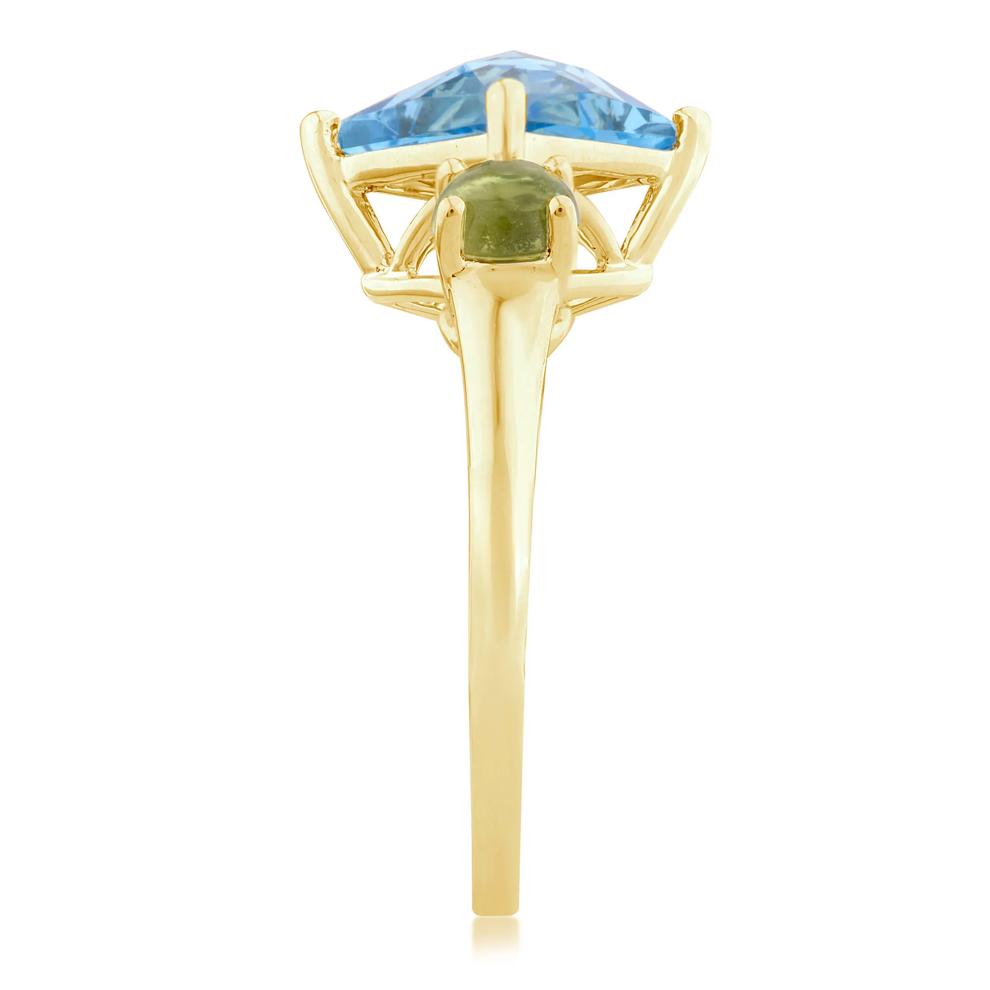 Blue Topaz Ring with Peridot in 10K Yellow Gold – Image 3 of 3