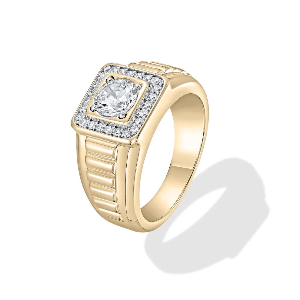 Men's Lab Grown Diamond Round Ring in 10K Yellow Gold (1 1/4 ct. tw.) – Image 2 of 4