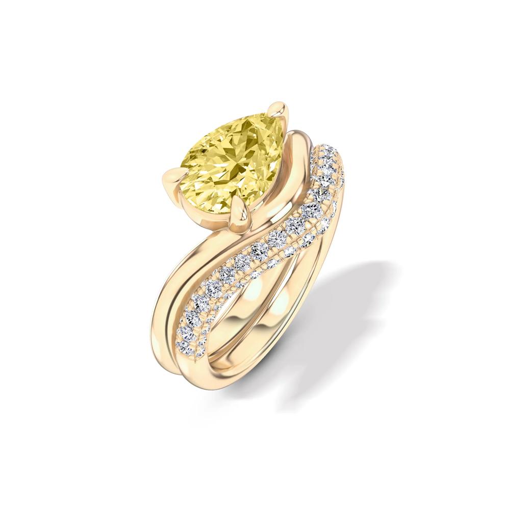 Lab Grown Diamond Yellow Pear-Shaped Engagement Set in 14K Yellow Gold (2 5/8 ct. tw.) – Image 4 of 4