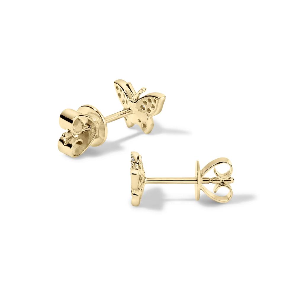 Diamond Butterfly Stud Earrings in 10K Yellow Gold (1/10 ct. tw.) – Image 2 of 2