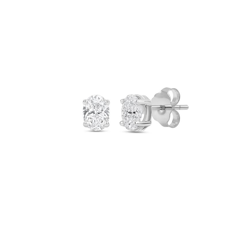 Lab Grown Diamond Oval-Shaped Solitaire Stud Earrings in 14K White Gold &#40;1/3 ct. tw.&#41; – Image 1 of 3