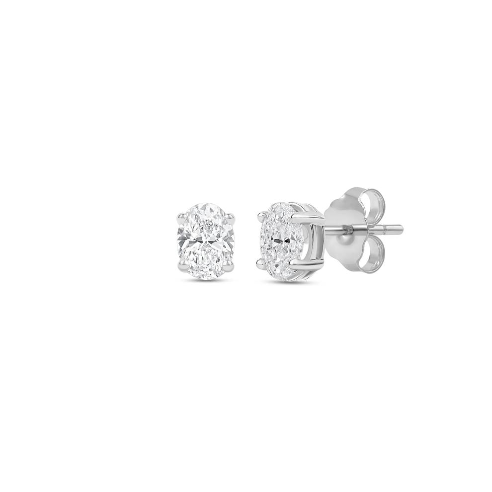 Lab Grown Diamond Oval-Shaped Solitaire Stud Earrings in 14K White Gold (1/3 ct. tw.) – Image 1 of 3