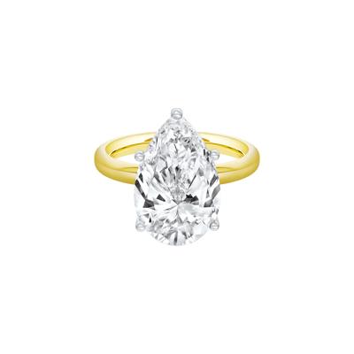 Lab Grown Diamond Pear-Shaped Solitaire Ring in 14K Yellow & White Gold (6 ct.)
