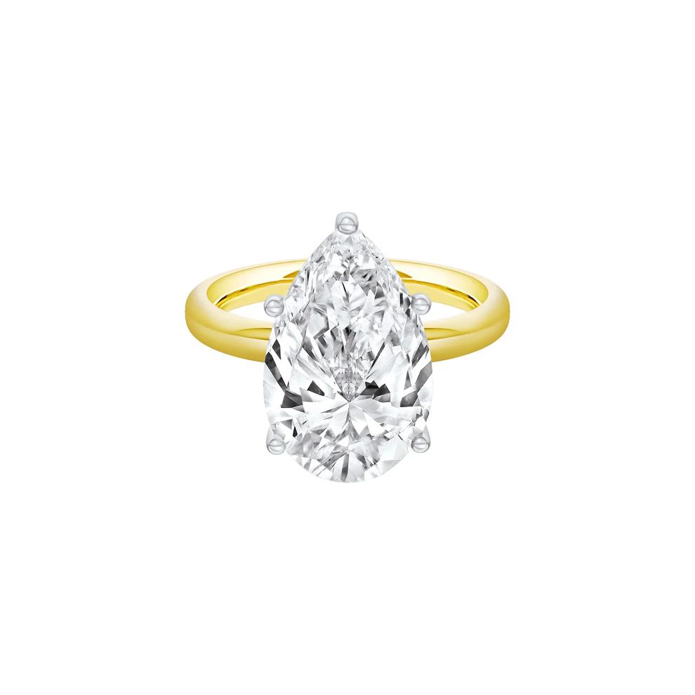 Lab Grown Diamond Pear-Shaped Solitaire Ring in 14K Yellow &amp; White Gold (6 ct.) – Image 1 of 4