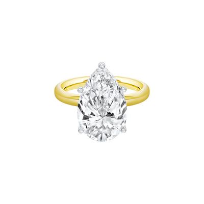 Lab Grown Diamond Pear-Shaped Solitaire Ring in 14K Yellow & White Gold (6 ct.)