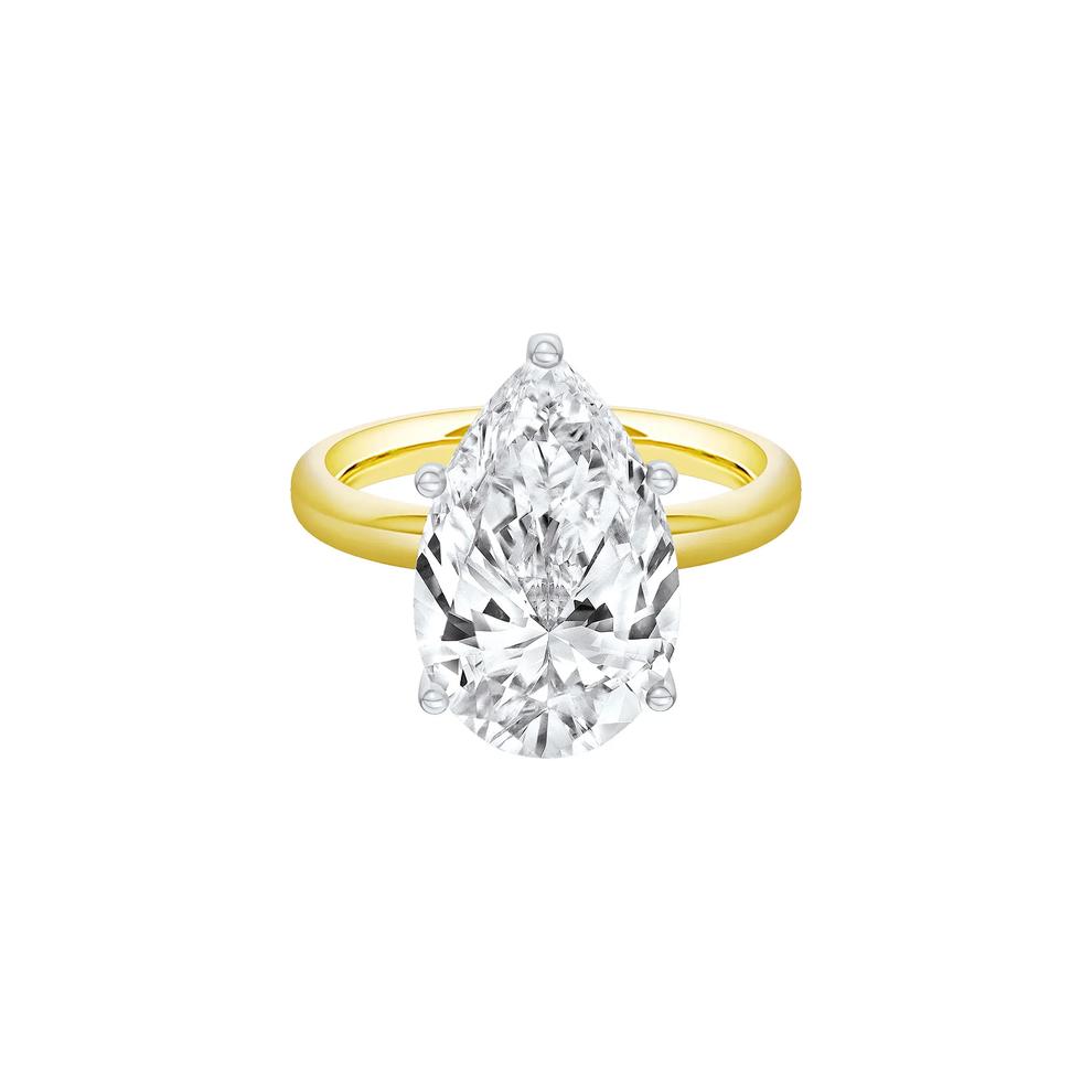 Lab Grown Diamond Pear-Shaped Solitaire Ring in 14K Yellow &amp; White Gold (6 ct.) – Image 1 of 4