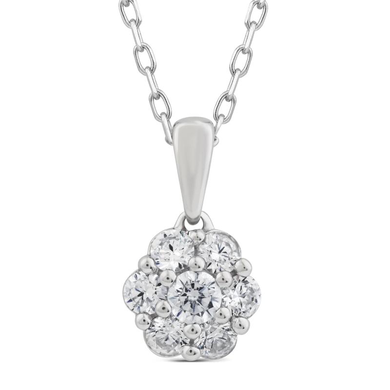 Lab Grown Diamond 7-Stone Pendant in 10K White Gold &#40;1/2 ct. tw.&#41; – Image 1 of 2