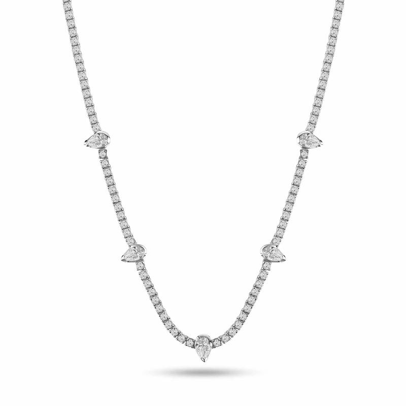 Lab Grown Diamond Pear-Shaped Necklace in 14K White Gold &#40;5 ct. tw.&#41; – Image 1 of 3
