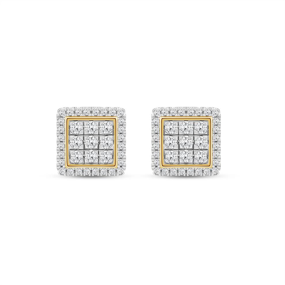 Men's Lab Grown Diamond Square Stud Earrings in 10K Yellow Gold (1 ct. tw.) – Image 2 of 3