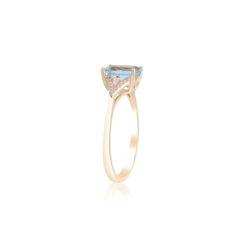 Aquamarine and Diamond Accent Ring in 10K Yellow Gold – Image 3 of 4