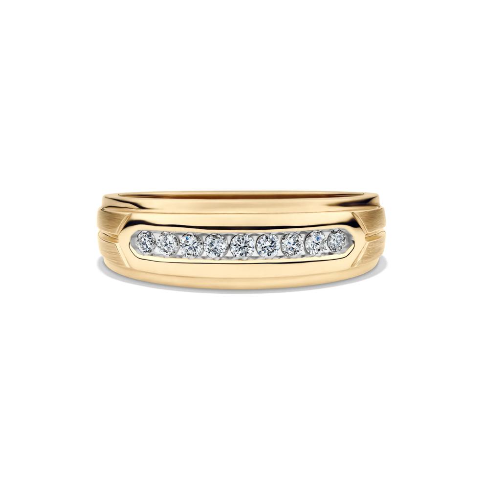 Men&rsquo;s Channel-Set Diamond Wedding Band in 10K Yellow Gold (1/4 ct. tw.) – Image 1 of 4