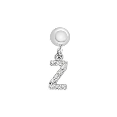 Diamond Accent Z Initial Bead Charm in Sterling Silver