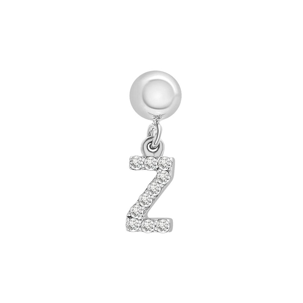 Diamond Accent Z Initial Bead Charm in Sterling Silver – Image 1 of 3