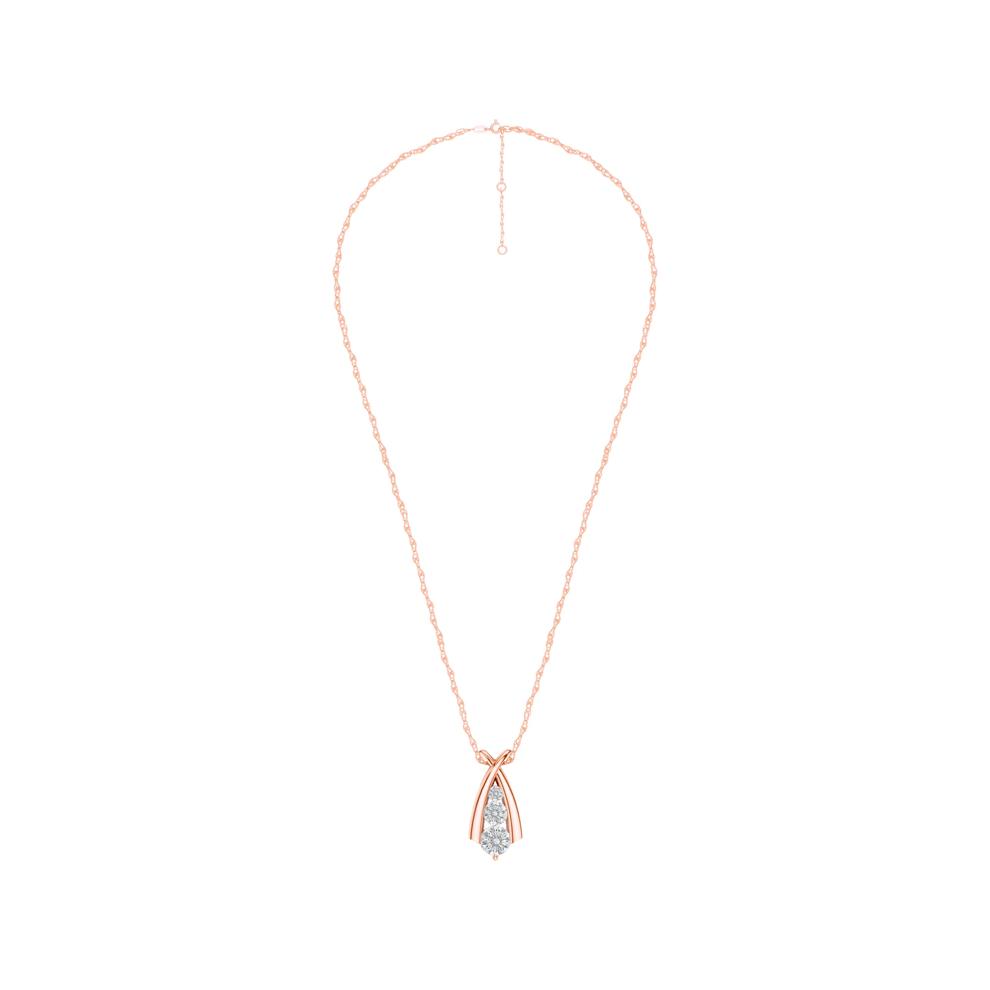 Lab Grown Diamond Three-Stone Pendant in 10K Rose Gold (1/2 ct. tw.) – Image 3 of 4