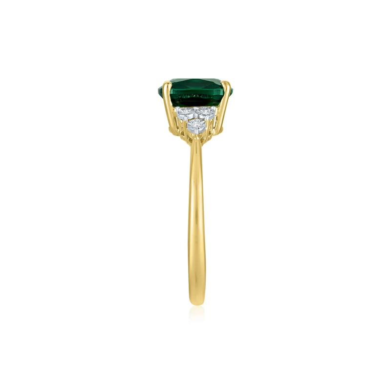 Lab-Created Emerald and Diamond Accent Ring in 10K Yellow Gold – Image 3 of 3