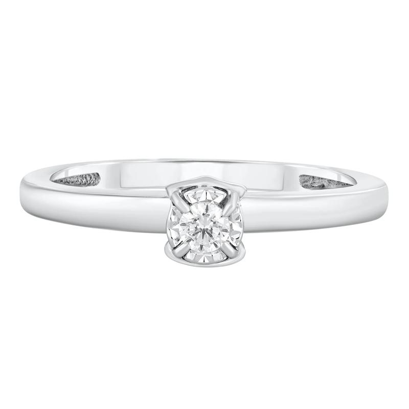 Round Diamond Promise Ring with Illusion Setting in 10K White Gold (1/10 ct. tw.) – Image 1 of 3