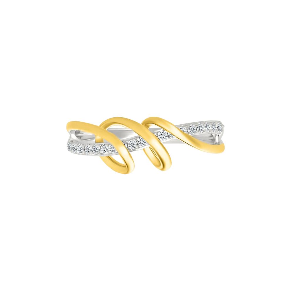 Diamond Twist Ring in Sterling Silver and 10K Yellow Gold (1/8 ct. tw.) – Image 4 of 4