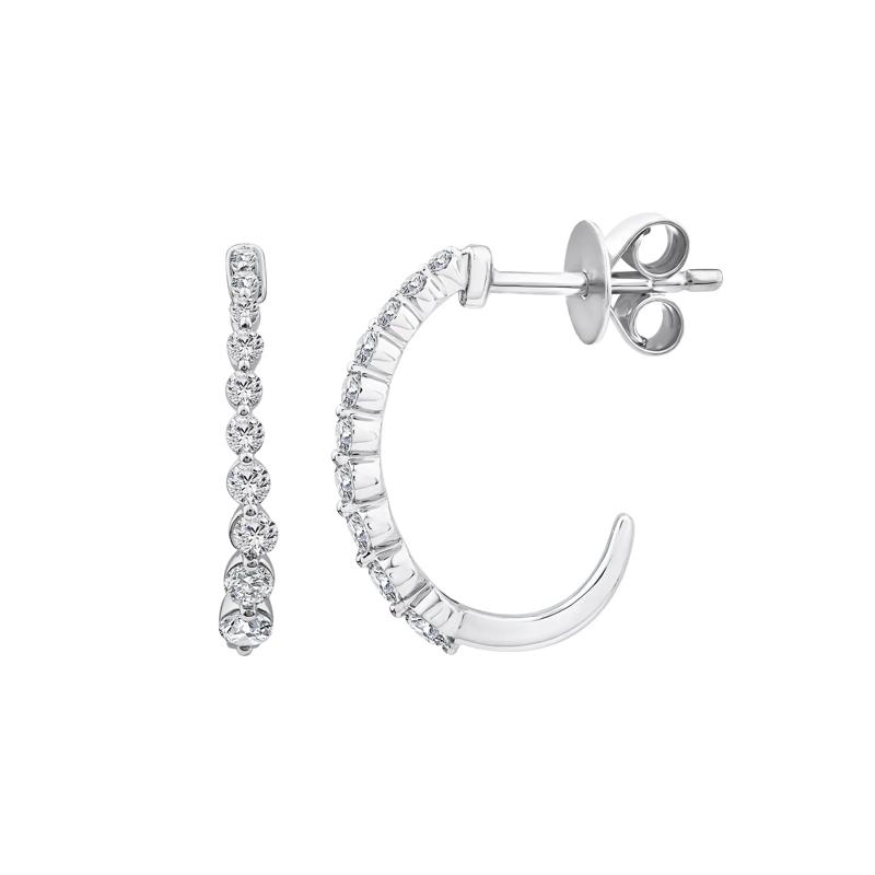 Diamond Hoop Earrings in 10K White Gold &#40;1/2 ct. tw.&#41; – Image 2 of 2