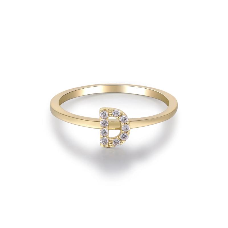 Diamond Accent &quot;D&quot; Initial Ring in 10K Yellow Gold – Image 5 of 5