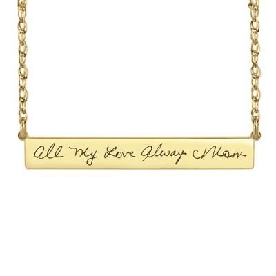 Handwriting Bar Necklace in 10K Yellow Gold, 44mm