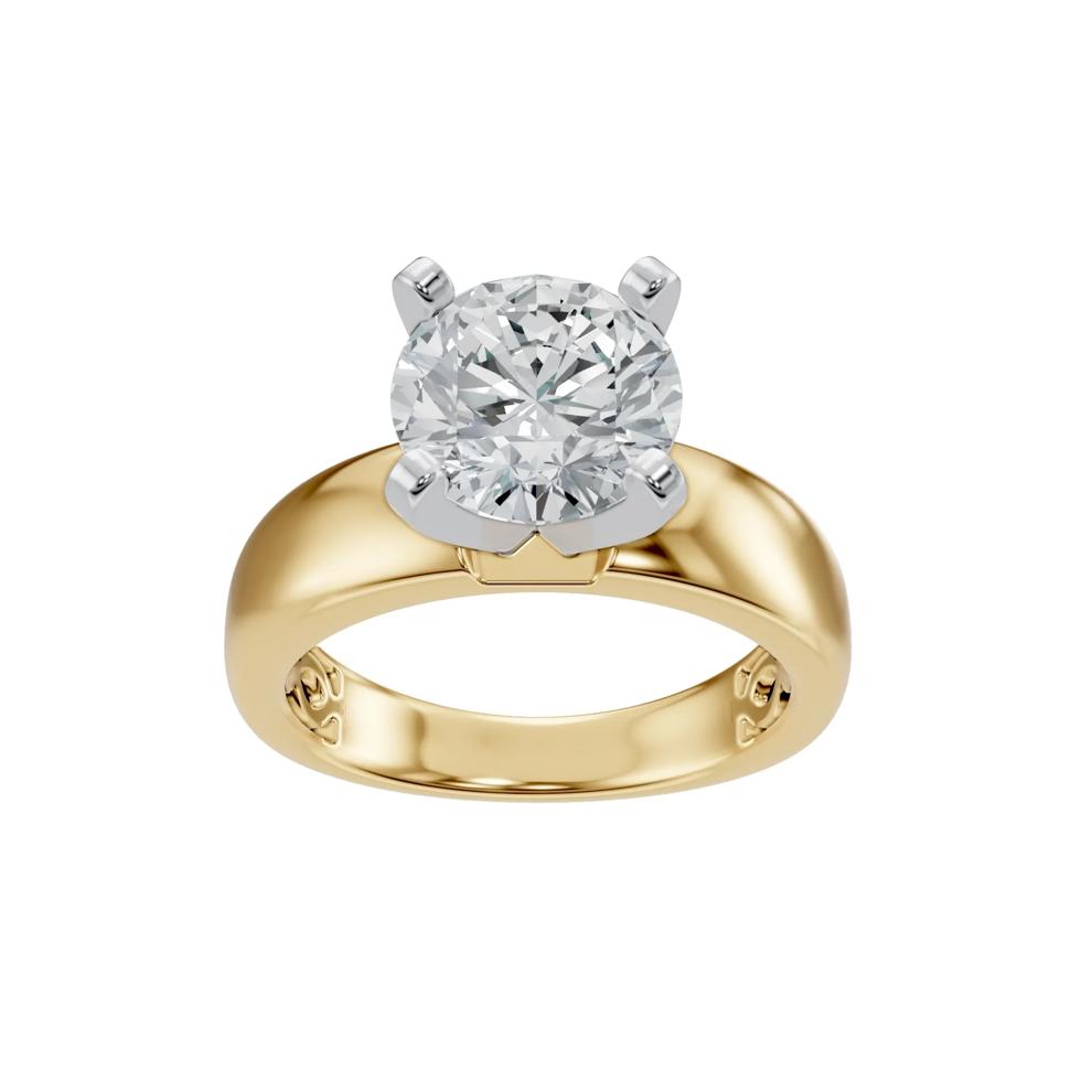 Solitaire Half-Round Semi-Mount Engagement Ring in 14K Yellow Gold (Setting Only) – Image 4 of 8