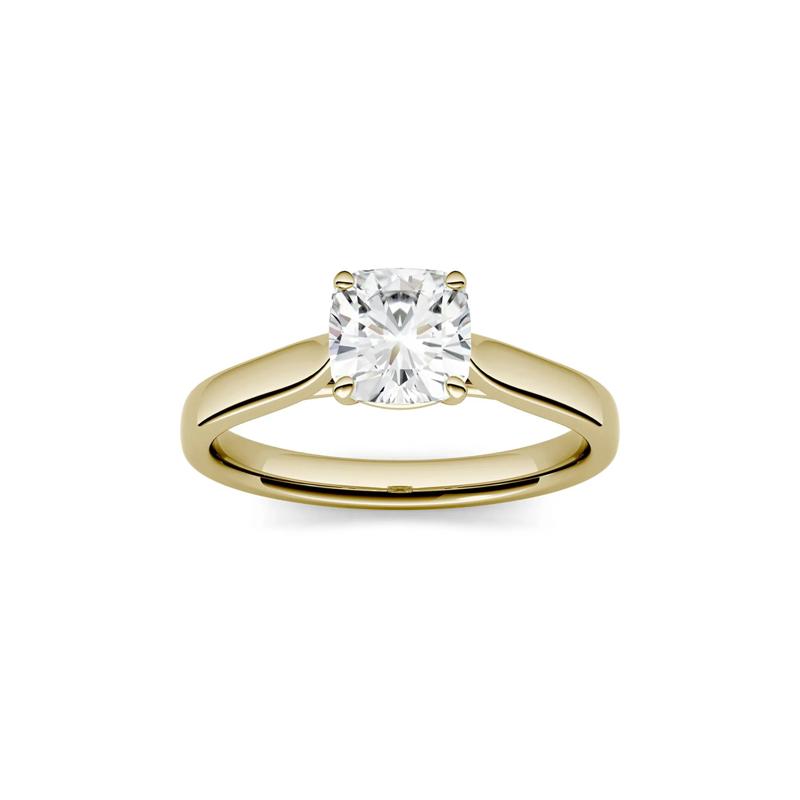 Cushion-Cut Moissanite Solitaire Ring in 14K Yellow Gold &#40;1 ct. dew&#41; – Image 1 of 4