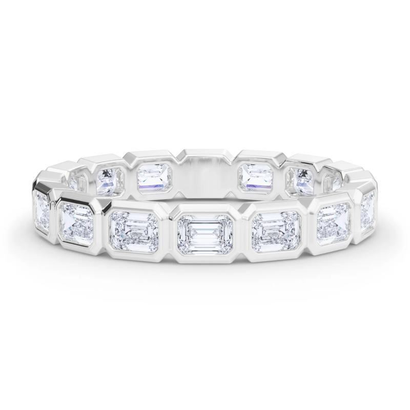 Diamond Emerald-Cut Bezel-Set True Eternity Band in 14K White Gold  – Image 1 of 5