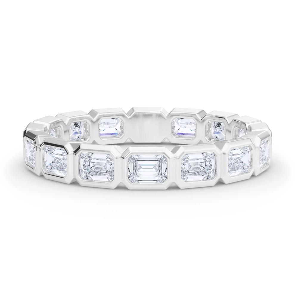 Diamond Emerald-Cut Bezel-Set True Eternity Band in 14K White Gold  – Image 1 of 5