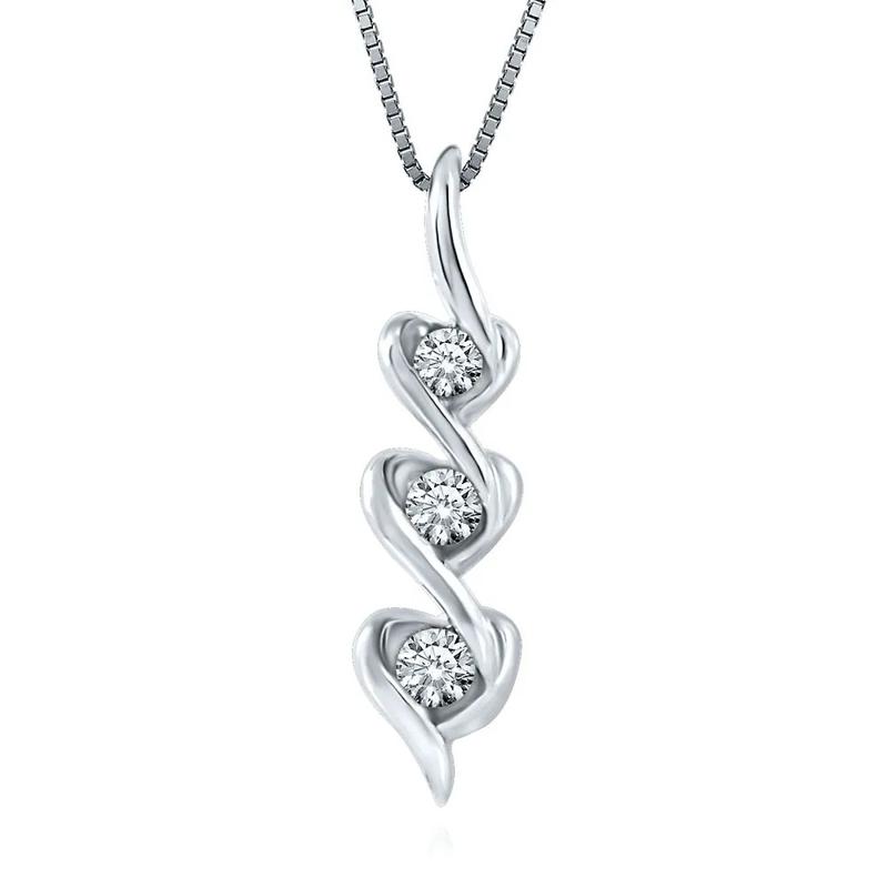 1/5 ct. tw. Diamond Triple-Heart Pendant in 10K White Gold – Image 1 of 2