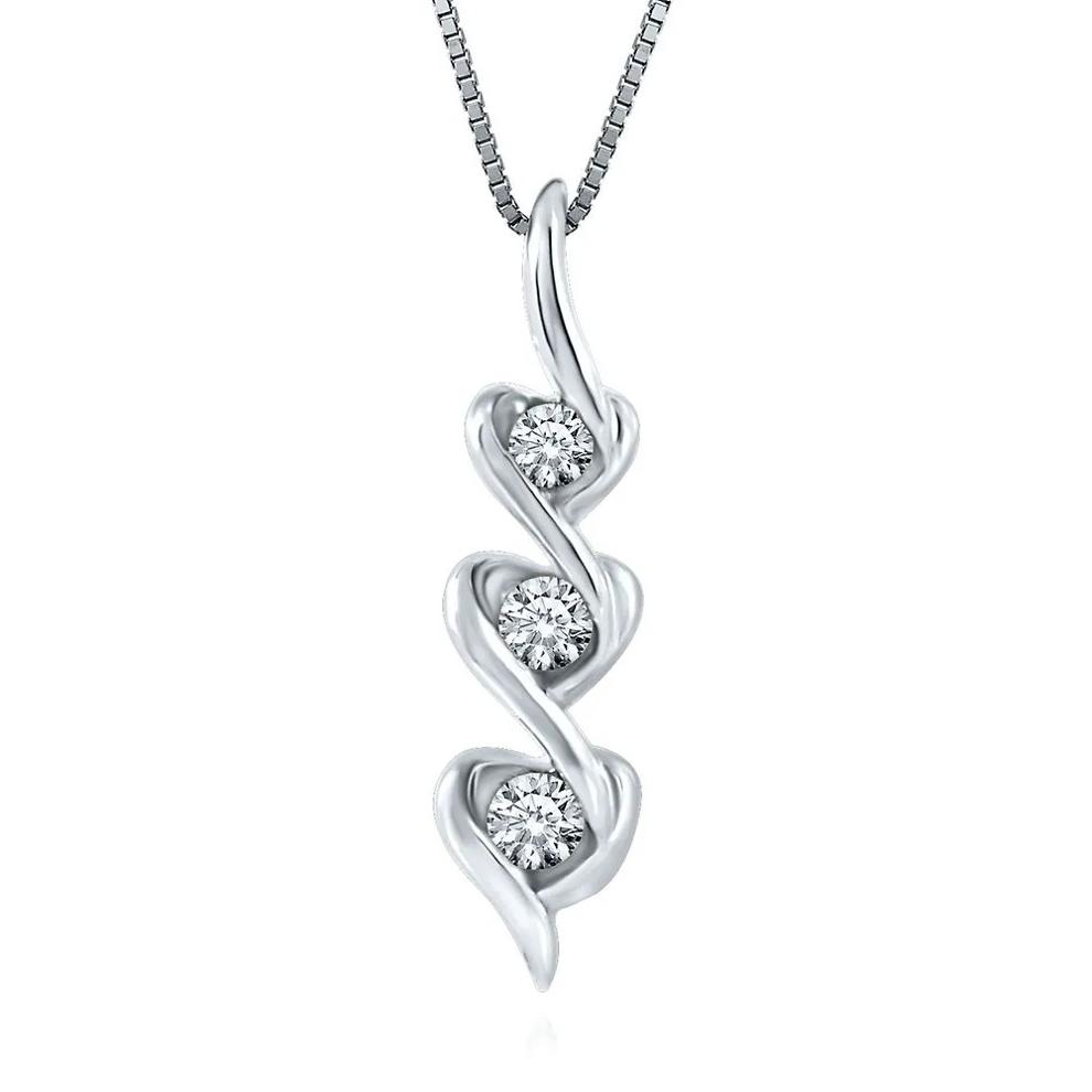 1/5 ct. tw. Diamond Triple-Heart Pendant in 10K White Gold – Image 1 of 2