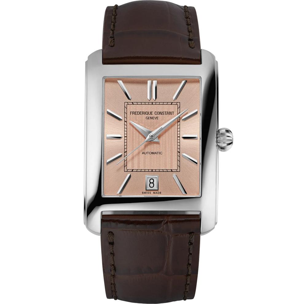 Men's Classics Carr&eacute;e Watch With a Salmon Dial and Brown Leather Strap – Image 1 of 3