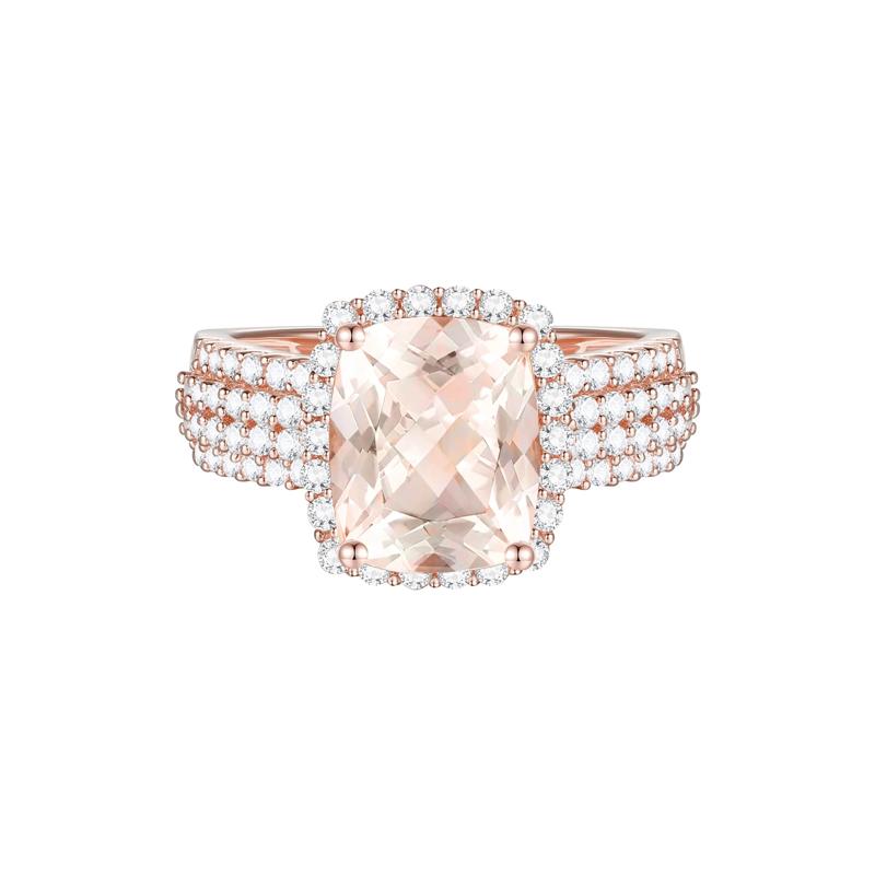 Morganite &amp; Diamond Halo Ring in 10K Rose Gold &#40;5/8 ct. tw.&#41; – Image 1 of 3