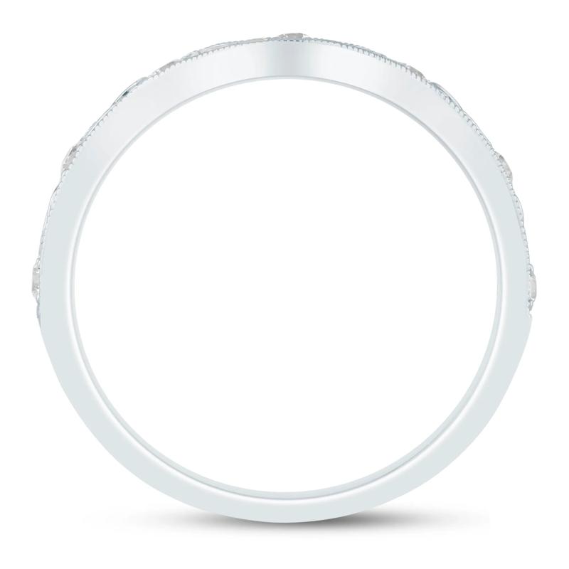Lab Grown Diamond Engraved Contour Band in 14K White Gold (1/7 ct. tw.) – Image 2 of 3