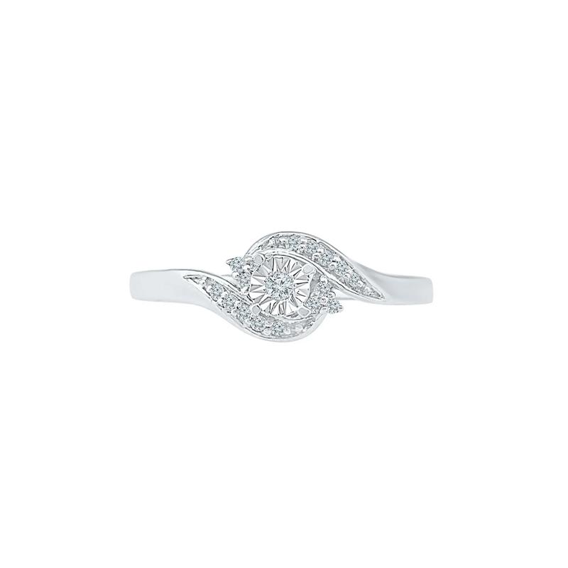 1/10 ct. tw. Diamond Bypass Promise Ring in Sterling Silver – Image 1 of 3