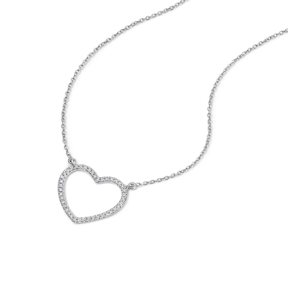 Diamond Open Heart Pendant in 10K White Gold (1/8 ct. tw.) – Image 4 of 4