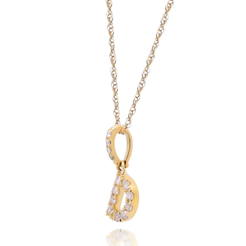 Diamond D Initial Pendant in 10K Yellow Gold &#40;1/10 ct. tw.&#41; – Image 2 of 4