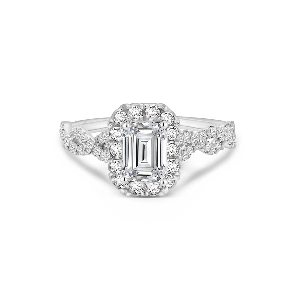 Lab Grown Diamond Emerald Center Engagement Ring in 10K White Gold (1 1/2 ct. tw.) – Image 1 of 4