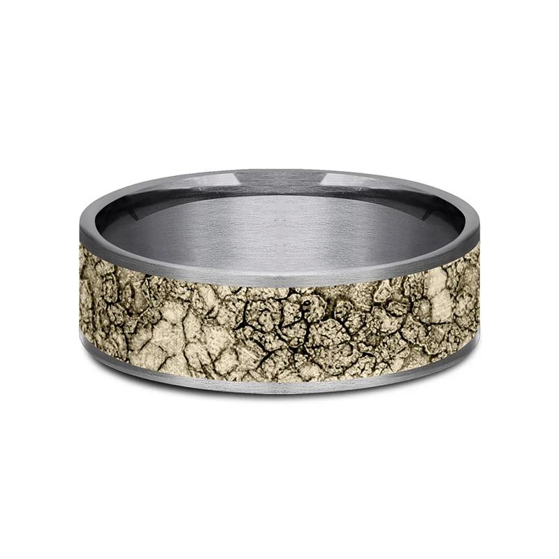 Men&rsquo;s Rubble Rock Tantalum Band with 14K Yellow Gold, 7.5MM
 – Image 1 of 3