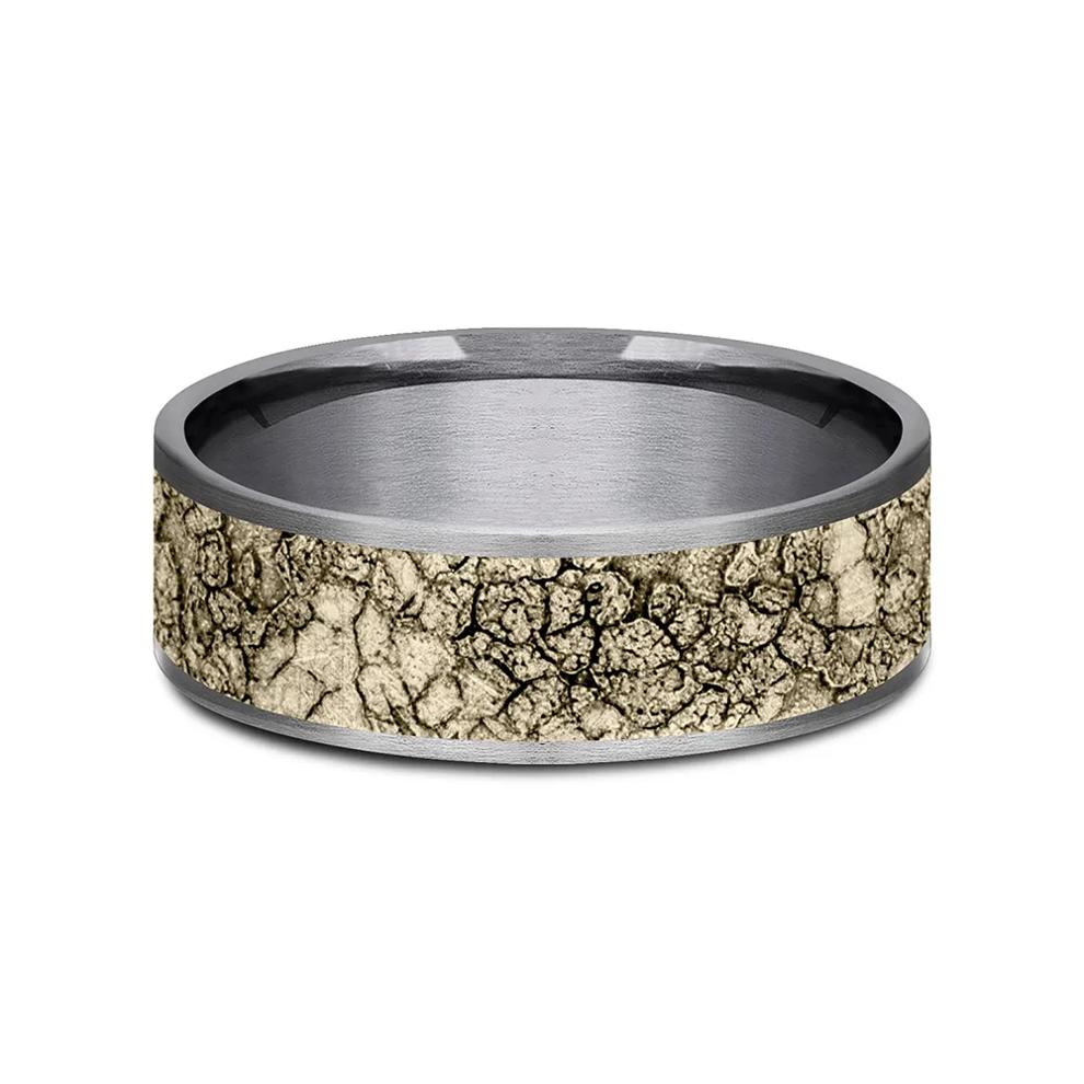 Men&rsquo;s Rubble Rock Tantalum Band with 14K Yellow Gold, 7.5MM
 – Image 1 of 3
