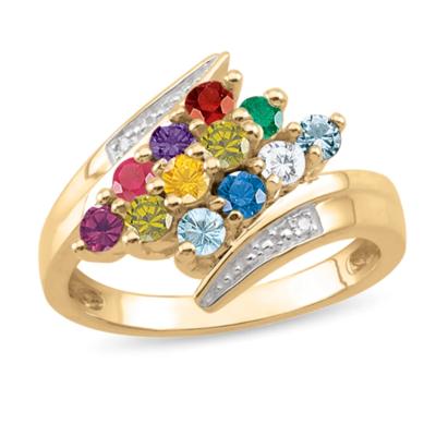 custom gemstone bypass ring with diamonds (2-12 stones)