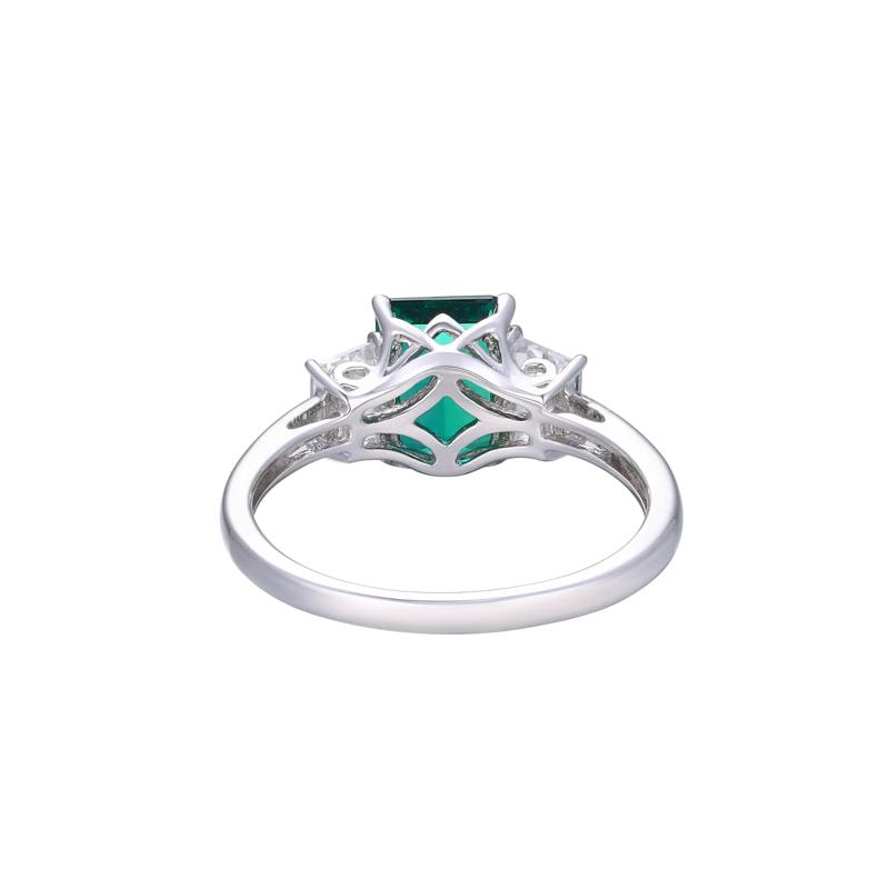 Lab-Created Emerald &amp; Lab-Created White Sapphire Ring in Sterling Silver  – Image 4 of 4