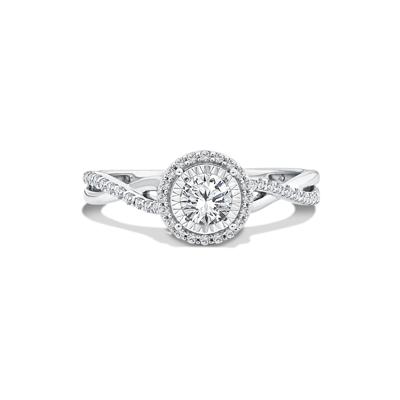 Lab Grown Diamond Round Illusion Promise Ring in 10K White Gold (1/2 ct. tw.)