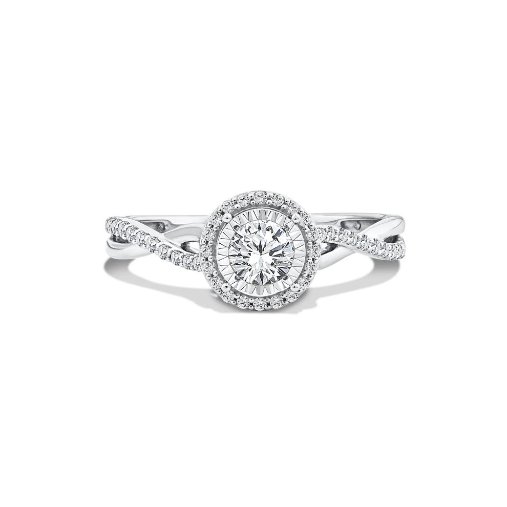 Lab Grown Diamond Round Illusion Promise Ring in 10K White Gold (1/2 ct. tw.) – Image 1 of 4