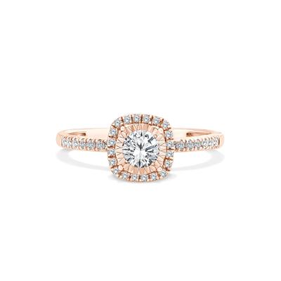 Lab Grown Diamond Round Center Promise Ring  in 10K Rose Gold (1/2 ct. tw.)