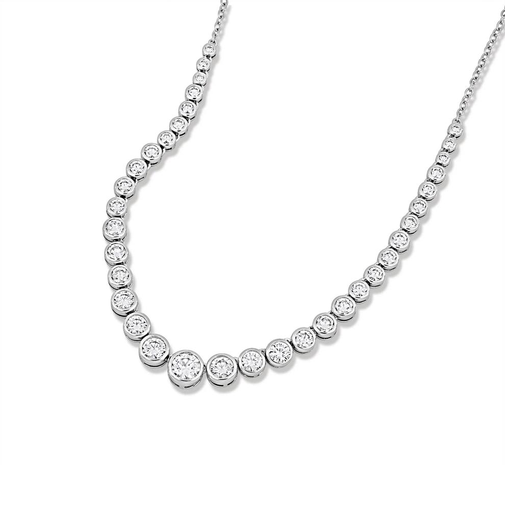 Lab-Created Moissanite Bezel-Set Frontal Tennis Necklace in Sterling Silver (4 5/8 ct. dew) – Image 4 of 4